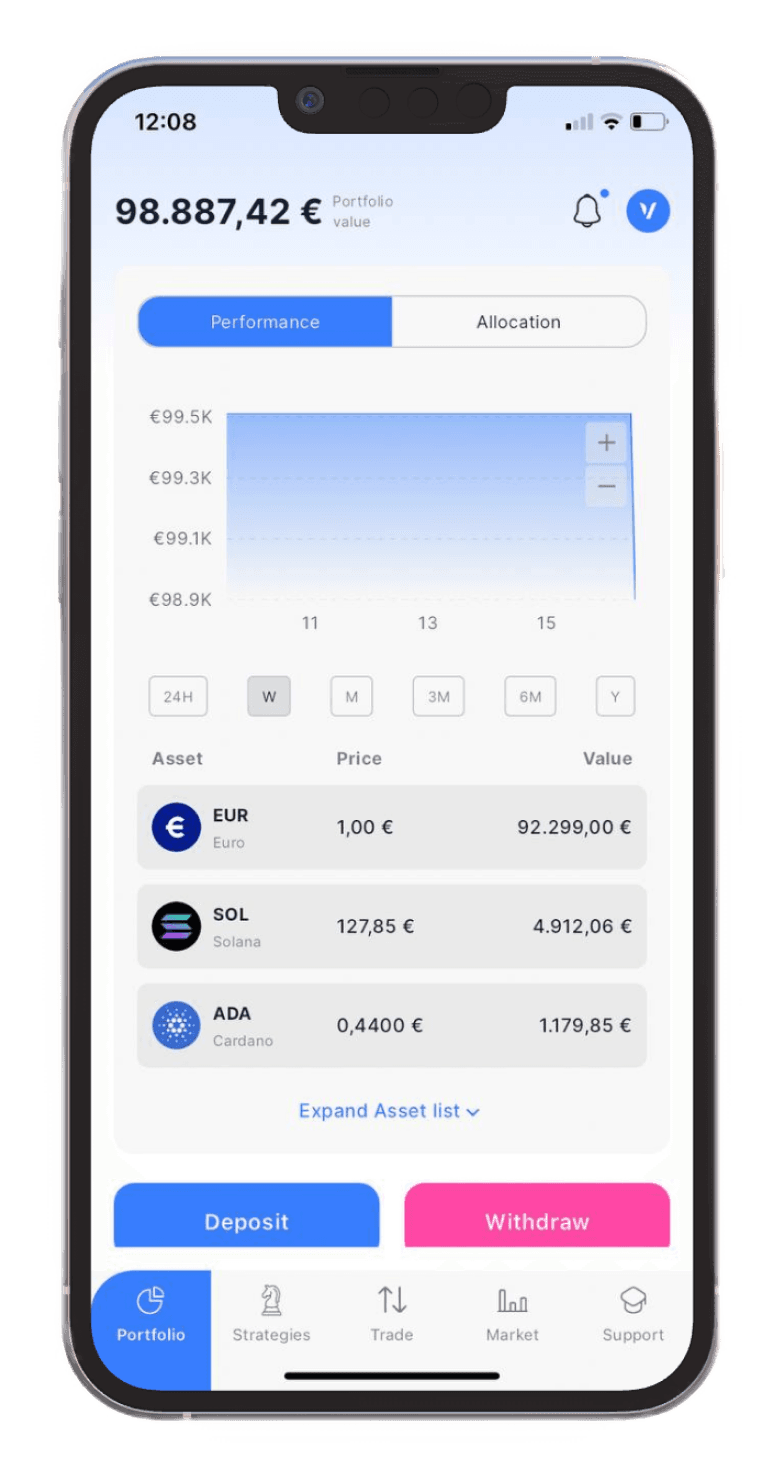 Device showing Veli app